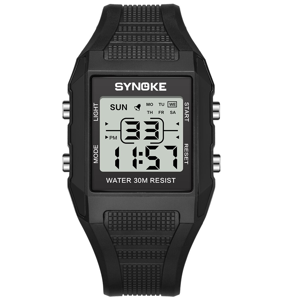 SYNOKE Mannen Horloge Digitale LED Horloge Waterdicht Lichtgevende Wijzerplaat Alarm Timing Multifunctionele Horloges relogios digitais desportivos