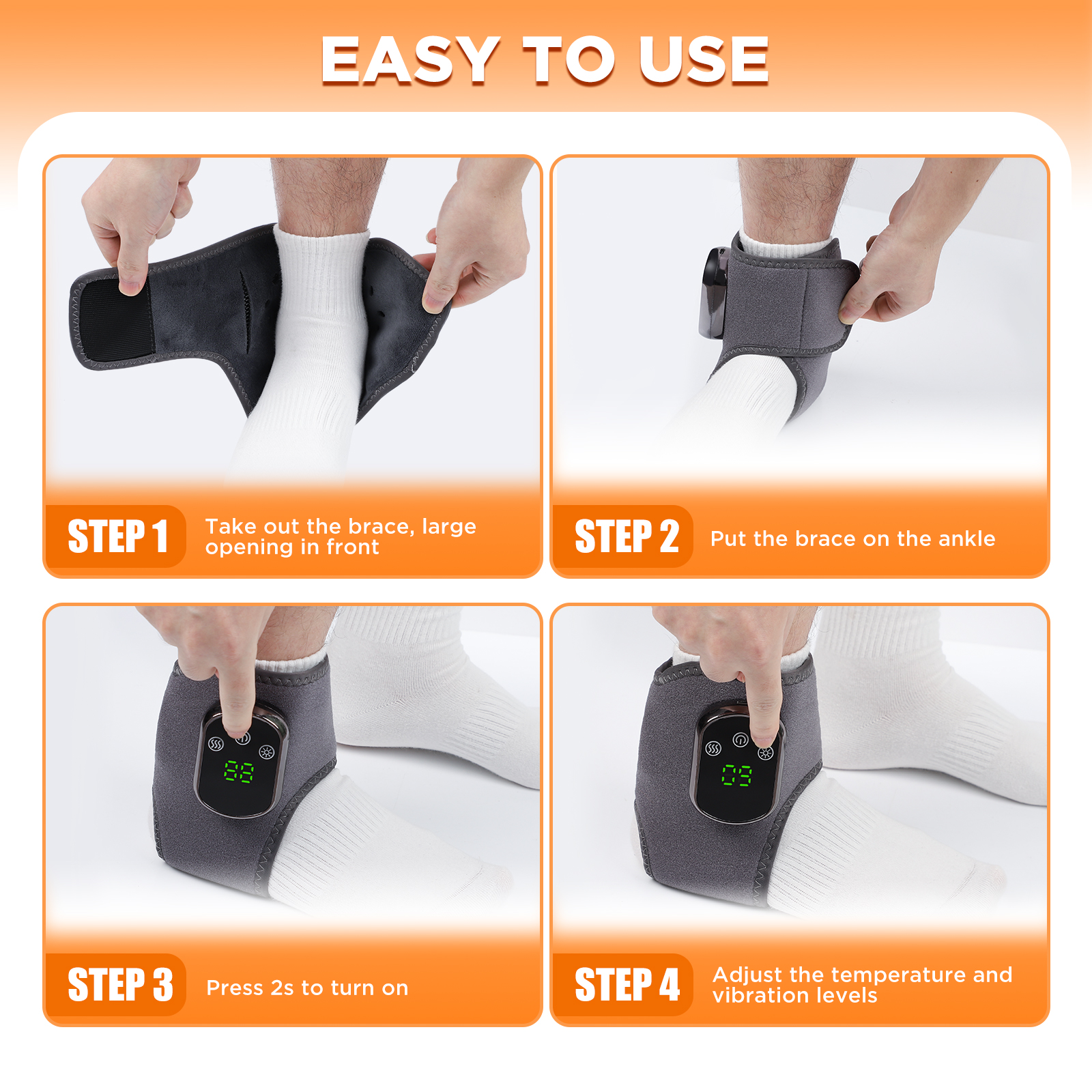 Electric Heating & Vibration Ankle Massager for Relieve Discomfort Heated Mssage Pad