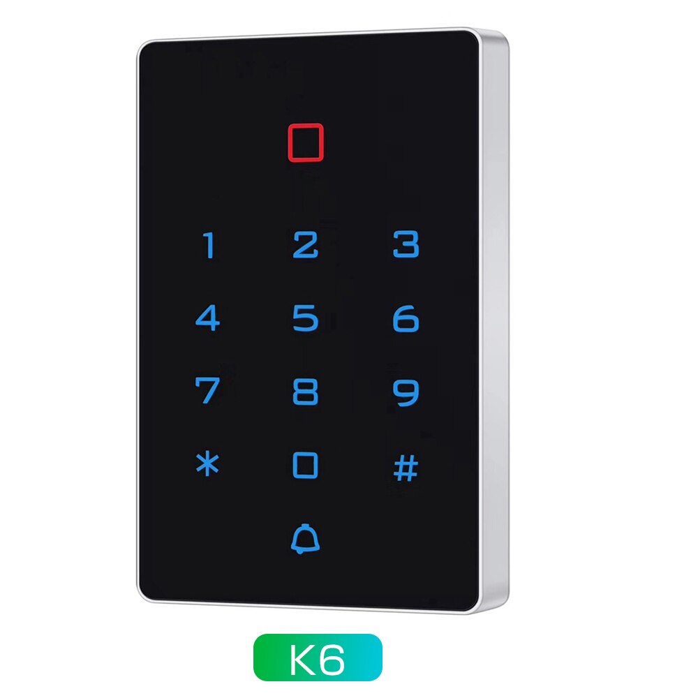 Vandtæt wifi bluetooth tuyaapp baggrundsbelysning touch 125 khz rfid-kort adgangskontrol tastatur  wg 26 output anti-demonteringsalarm: K6 ac