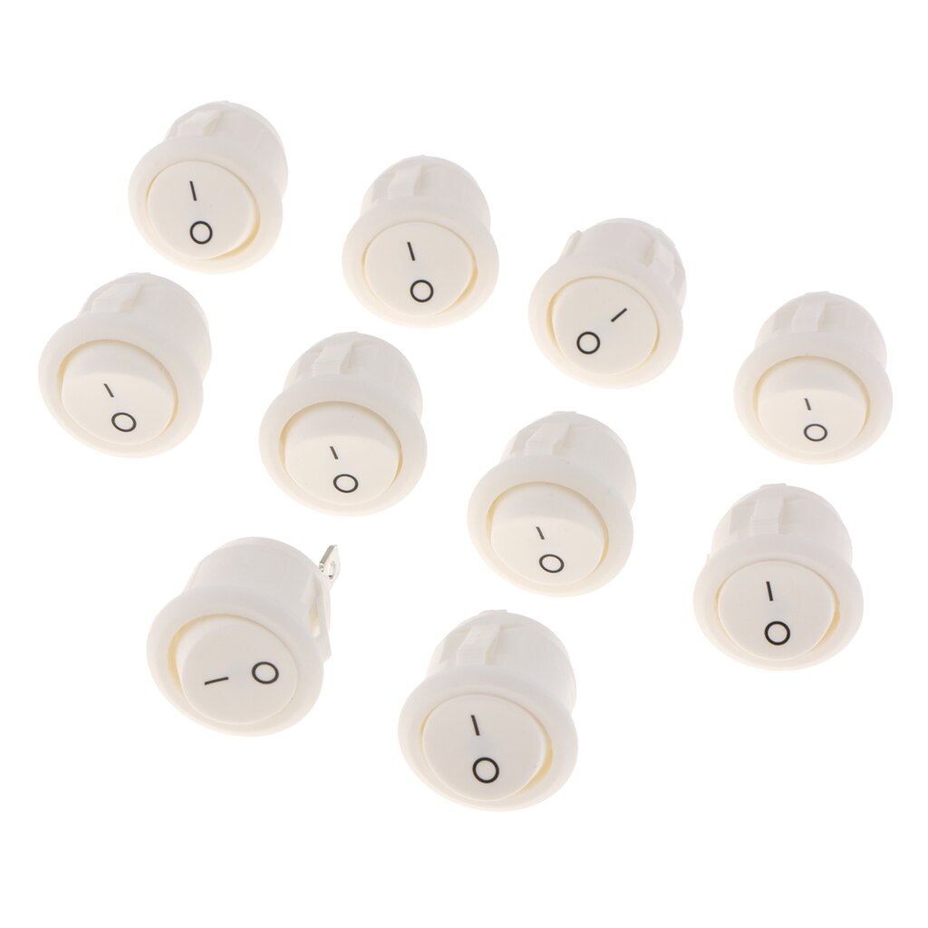10x On/Off Round Circular Rocker Switch Car Dash Dashboard Boat White Switch