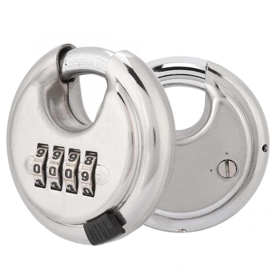 4 Digits Combination Coded Lock Keyless Safety Stainless Steel Round Password Padlock For Gym Toolbox Suitcase Warehouse Cabinet