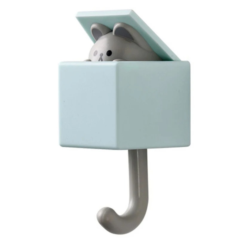 Cartoon Cat Hook Self Adhesive Dormitory Bedroom Door Hangers Hooks Key Umbrella Towel Cap Coat Rack Wall Animal Decoration Rack: Dark Khaki