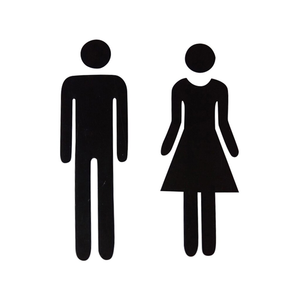 Pegatinas de espejo 3D acrílico divertido para puerta de baño, señal de entrada para hombre y mujer, adhesivo para baño, Mural artesanal, calcomanías de decoración para puerta y pared del hogar: Black