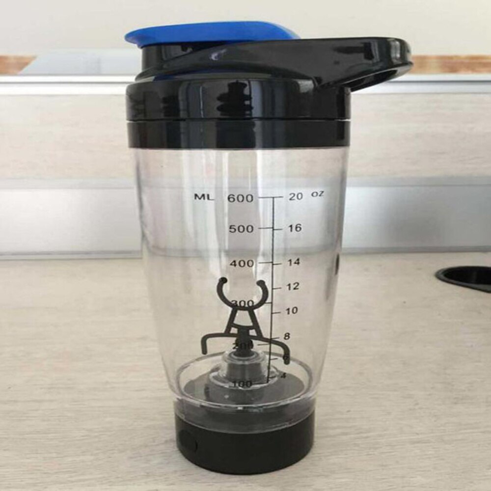 Protein Shaker Bottle Mixer Blender Battery Operated Portable Stirring Blender Cup 600ml (Black)
