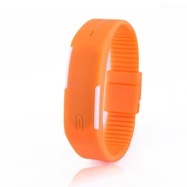 Reloj de mujer para hombre y mujer de Color caramelo, relojes de goma LED para niños, pulsera con fecha, reloj de pulsera deportivo Digital para estudiante,: orange
