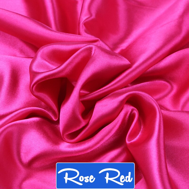 100cm*150cm 16Colors Silks and Satins Fabric Satin Color Butyl Silk Box Lining Lieb Shiny fabrics Clothing Sewing Plain: Rose Red