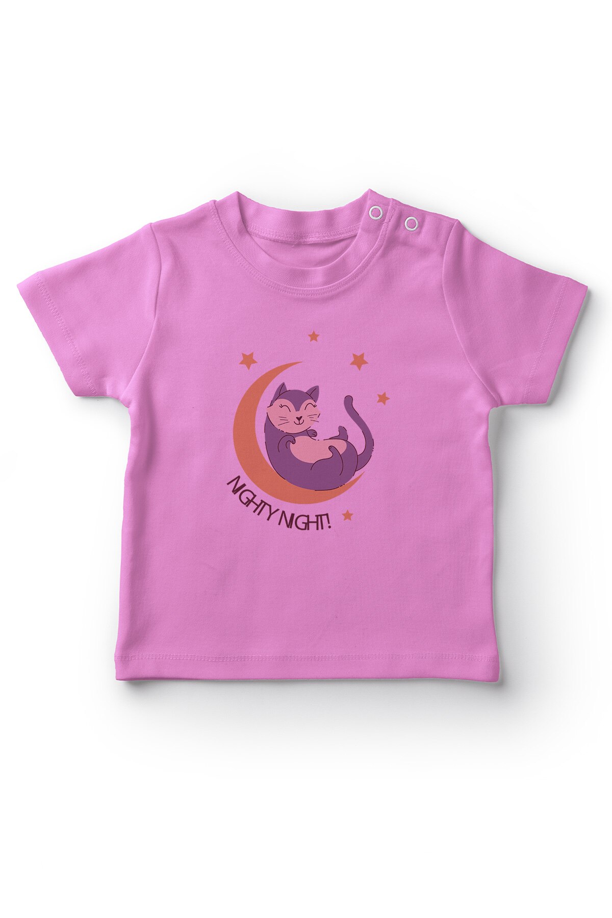 Angemiel Baby Maand Op Kat Baby Meisje T-shirt Roze
