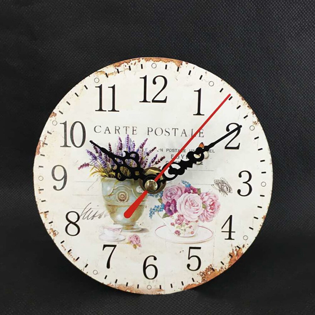 12cm Home Vintage Chic Wooden Rustic Timer Antique Kitchen Office Shabby Wall Clock
