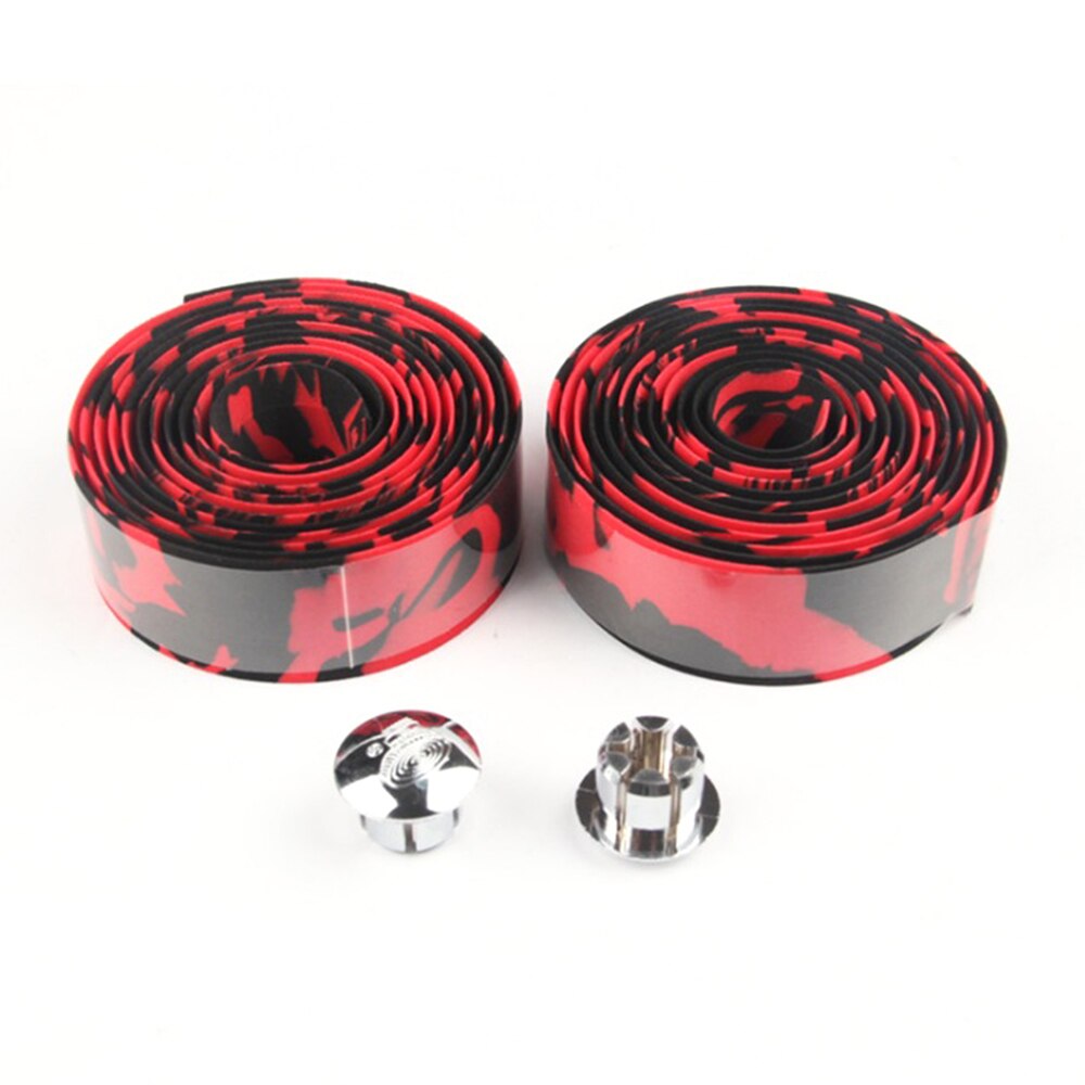 Cinta de camuflaje para manillar de bicicleta de carretera, cinturón con asa para ciclismo, envoltura de corcho con tapones para barra, 8 colores: black red