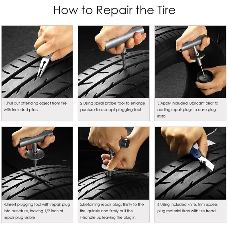 Tire Repair Kit - 67Pcs Heavy Duty Tire Repair Tools & Tire Repair Set for Car, Car Tubeless Heavy Duty Repair Tool