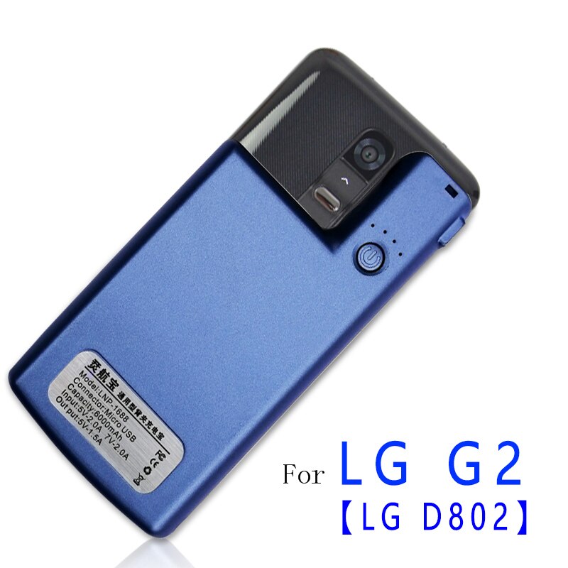 Smart Batterij Case Voor Lg G2 G5 Draagbare Power Bank Shockproof Phone Case Powerbank Voor Lg V10 Externe Opladen Case capa: For LG G2-Blue