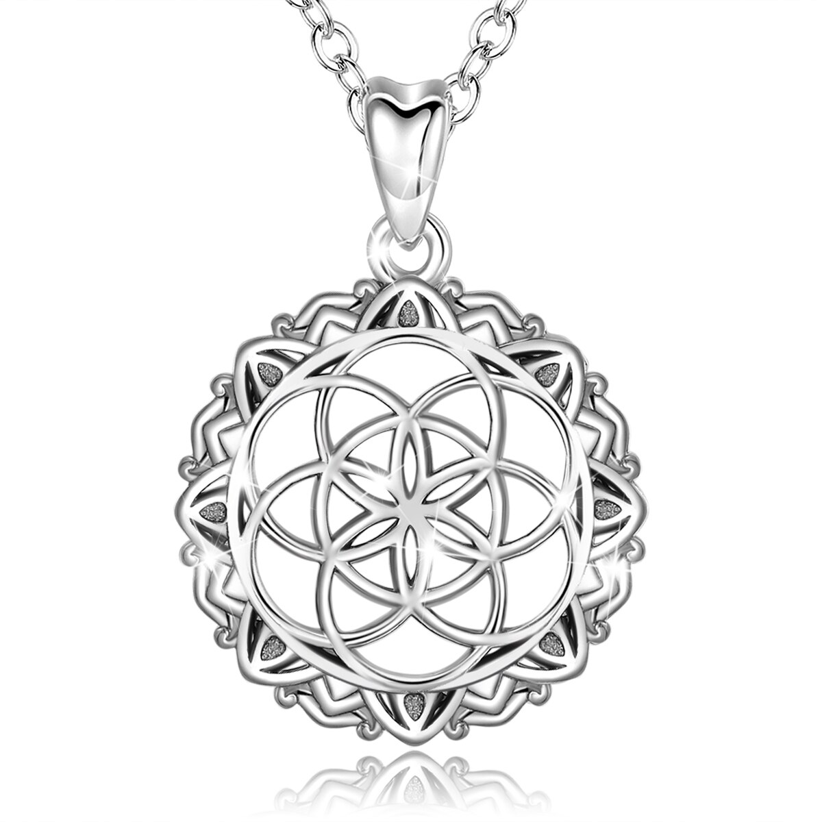 Eudora 925 Sterling Zilveren Geometrische Zaad Van Leven Hanger Neckalce Ierse Celtics Knoop Ketting Fijne Sieraden Voor Vrouwen CYD396: with 18 inch chain