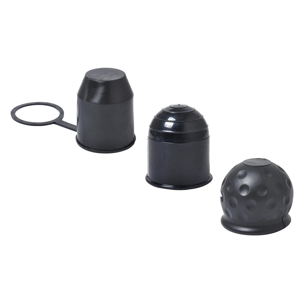 3 Pieces 50mm Black Plastic+Rubber Tow Ball Hitch Cap Protector Caravan