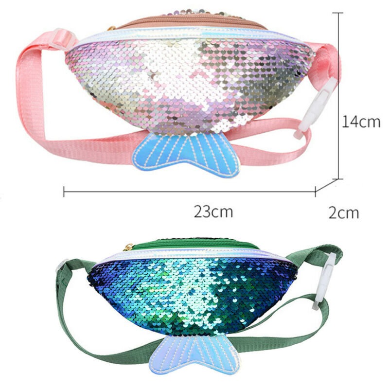 Kids Meisjes Glitter Pailletten Leuke Vis Stijl Taille Verpakking Sport Fanny Tas Reizen Portemonnee Bum Pouch Belt Bag