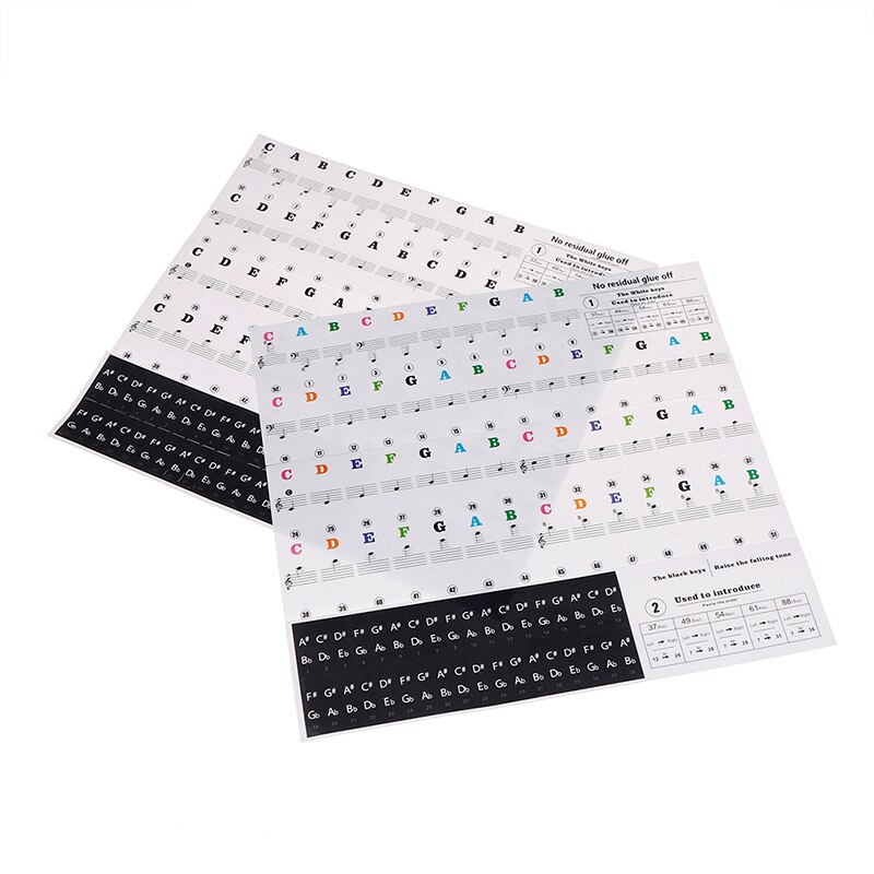 Teclado de piano eletrônico som nome adesivos etiqueta chave piano stave música decalque etiqueta nota etiqueta 49 54 61 88 teclas