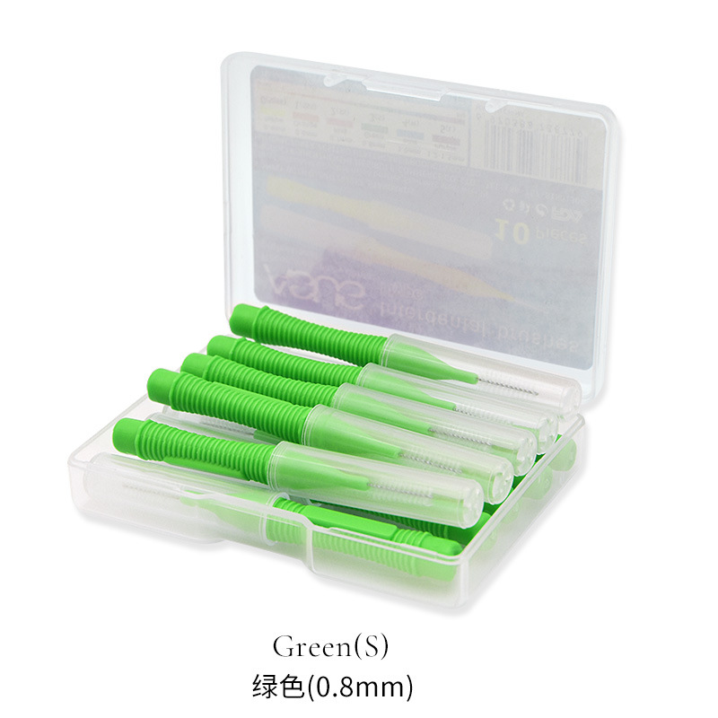 0.4-1.5mm push-pull interdental børste , 10 stk/boks, tanntråd tannbørste tannpirker kjeveortopedisk stålbørste munnpleie