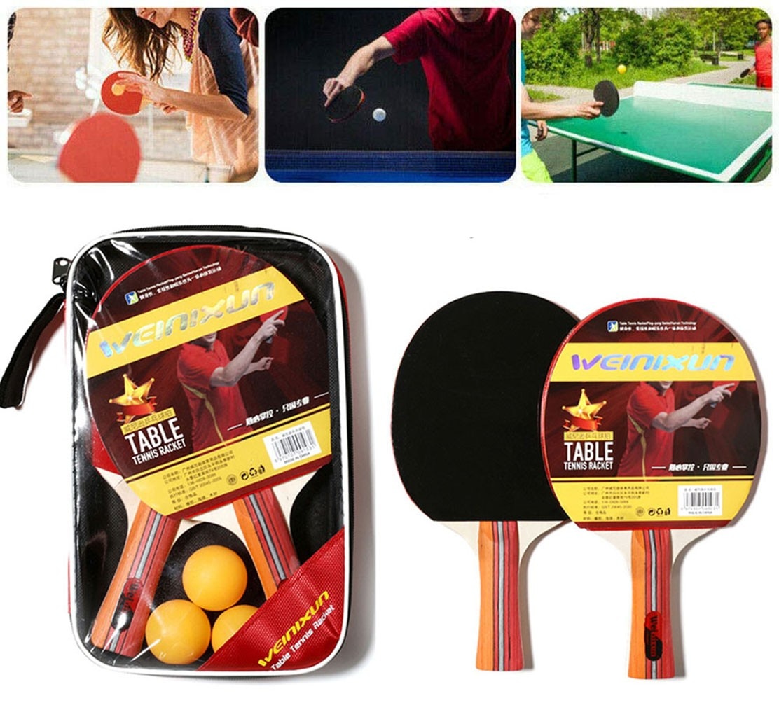 2 Player Table Tennis Racket 2Pcs Paddle Bat 3 Balls Set Indoor Ping Pong Paddle Racket Sets With Bags L818