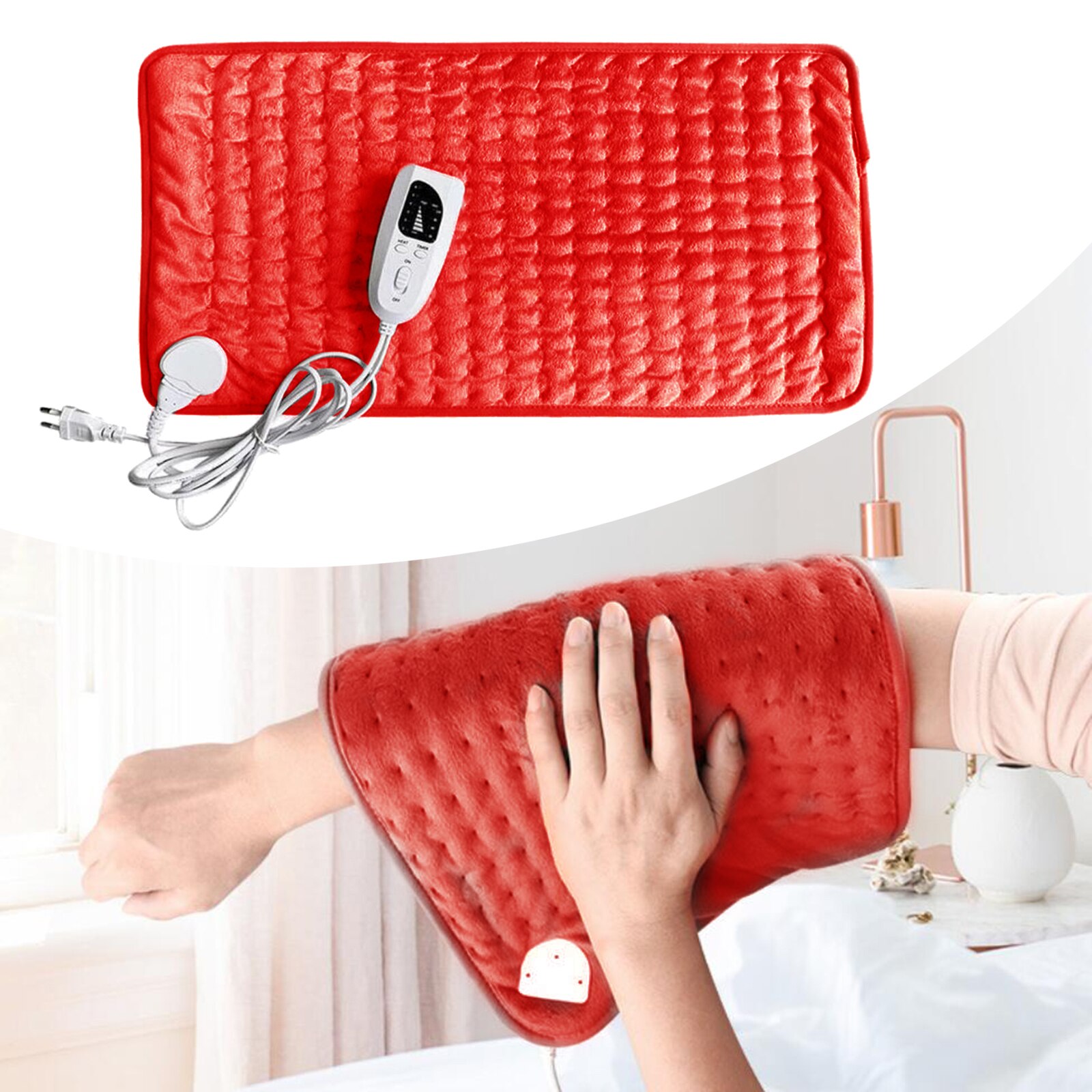 Almohadillas eléctricas de calor, calentador para hombros, cuello, columna vertebral, alivio del dolor, relajante, tensión muscular, Apagado automático, EE. UU.: Red 