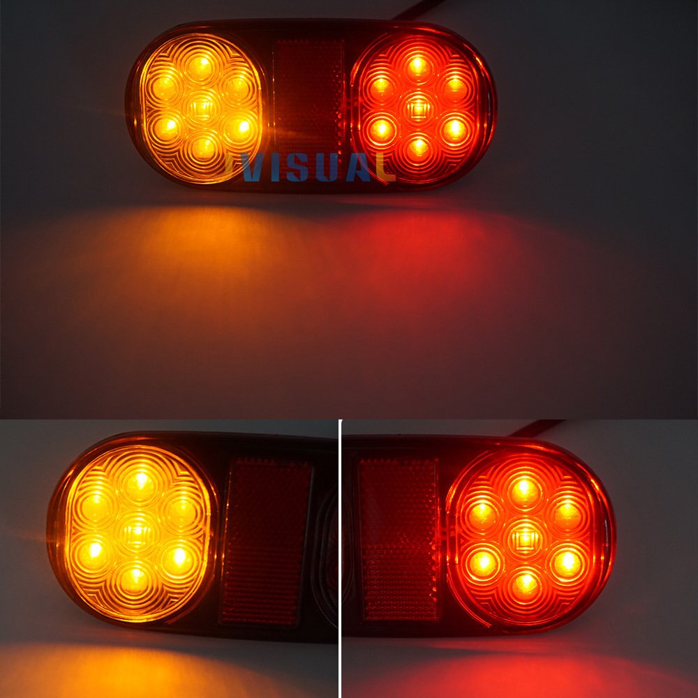 2 st 24v 14 lysdioder lastbil trailer vattentät led bakljus backljus rullande broms blinkers stopp indikatorlampa gul röd