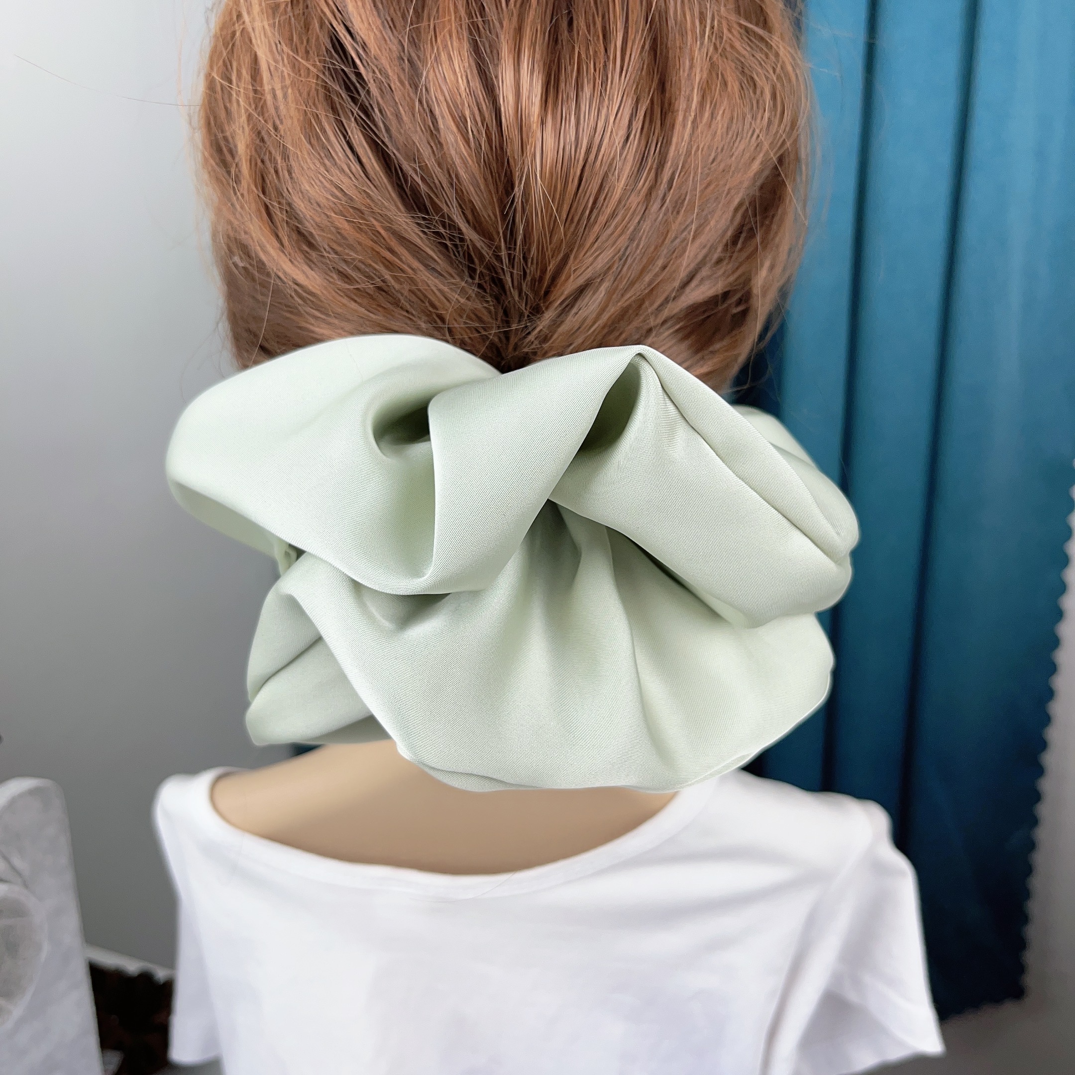 Scrunchies elásticos de seda sólida de gran tamaño para el cabello para mujeres y niñas, coletas de satén grandes, lazos para el cabello, bandas de goma, accesorios para el cabello,