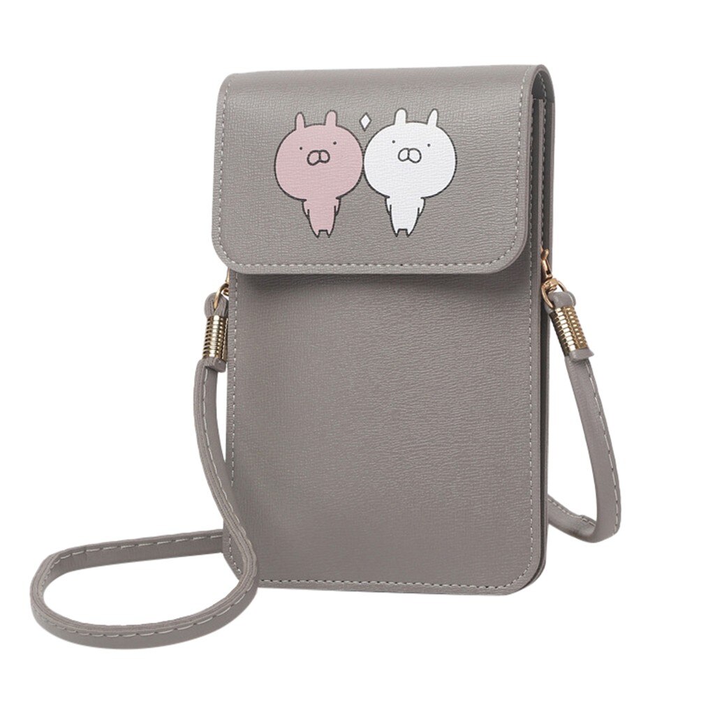 Mode Kleine Crossbody Tassen Voor Vrouwen Mini Mobiele Telefoon Tas Met Back Side Clear Aanraken Screen Venster Lederen Tas Portemonnees: Gray 