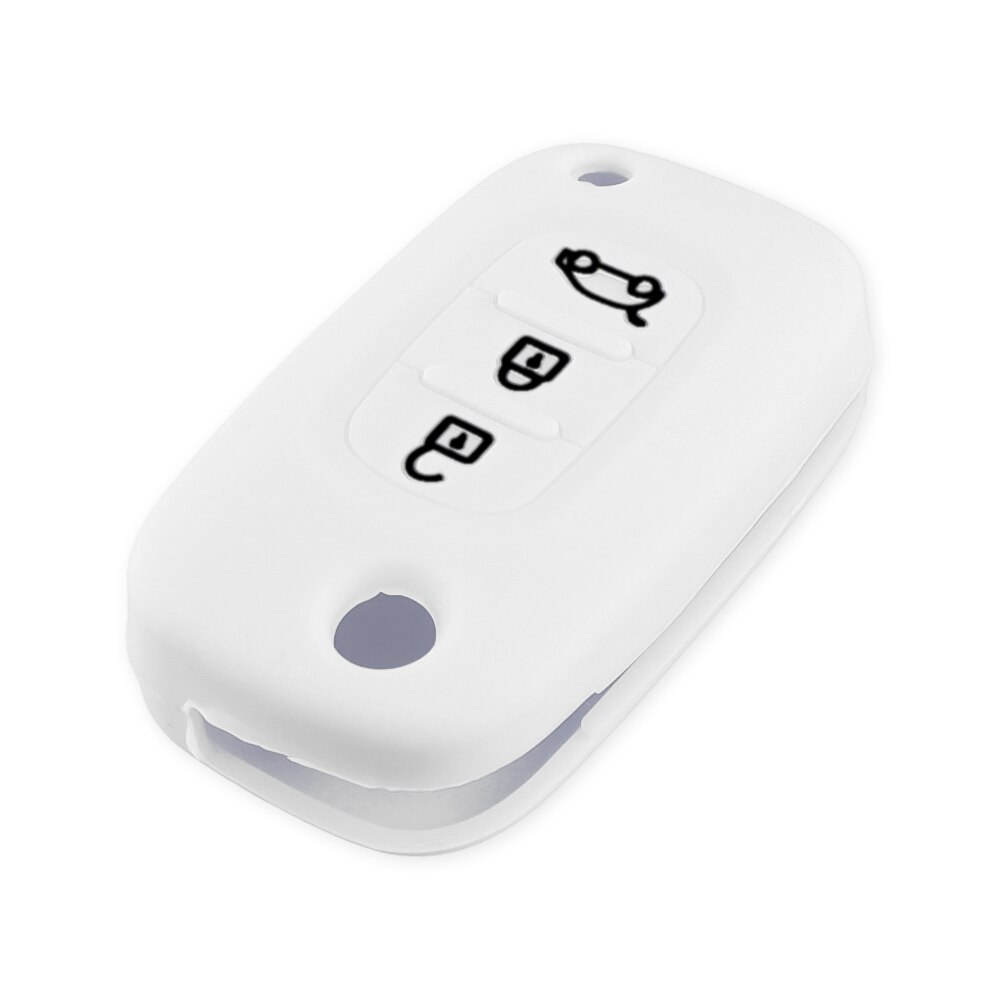 KEYYOU-funda de silicona para llave de coche, carcasa remota para vehículo LADA Vesta Granta XRay Kalina Priora Sedan Sport, Renault Fluence Clio Megane: White