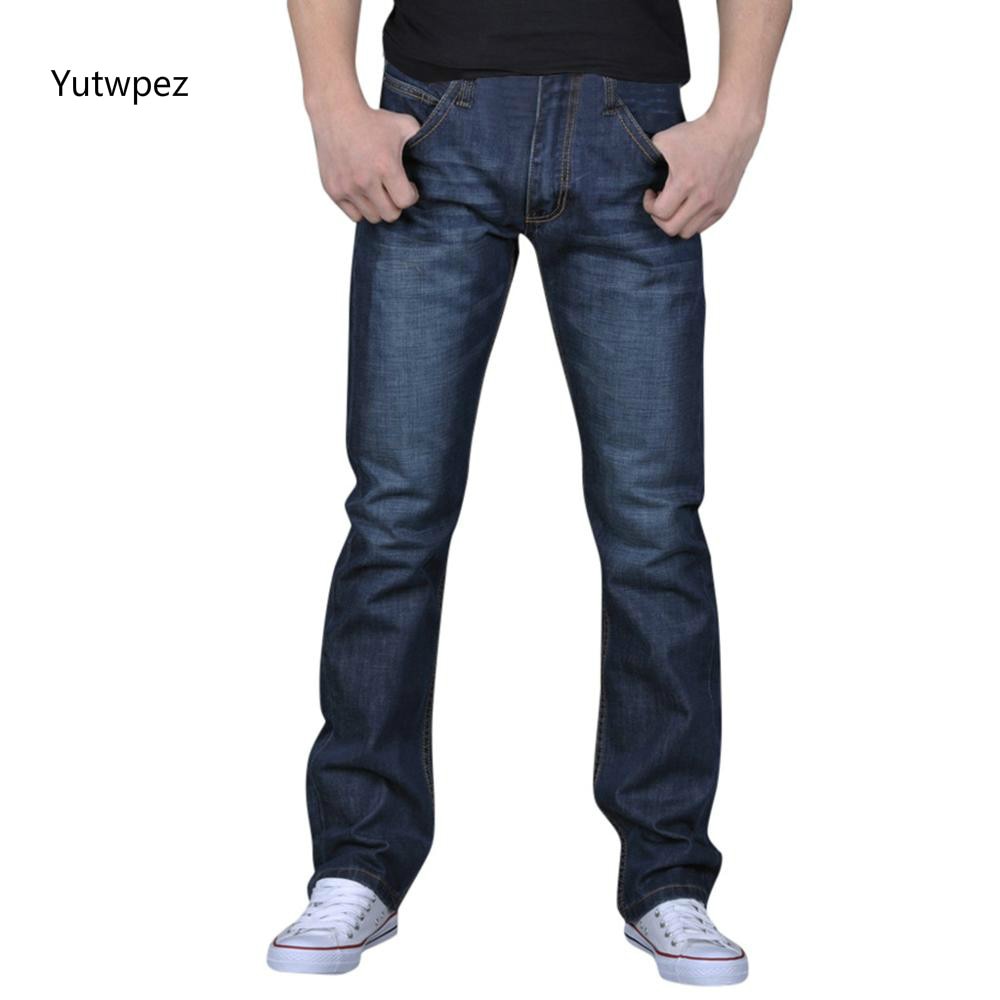Heren Jeans Classic Straight Denim Jeans Met Ritsen Geplooide Slanke Blauw Zwart Jean Mannen Bekrast Lange Broek Broek