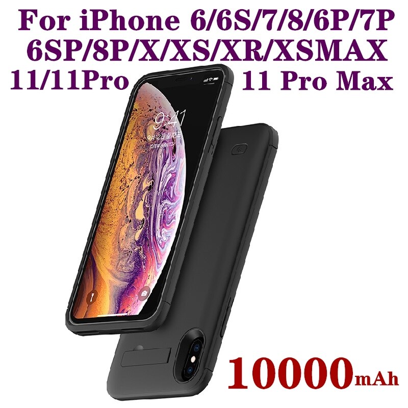 Power Bank 10000 Mah Voor Iphone 6 6S 7 8 Plus Case Batterij Oplader Voor Iphone X Xs xr 11 Pro Max Power Bank Opladen Case