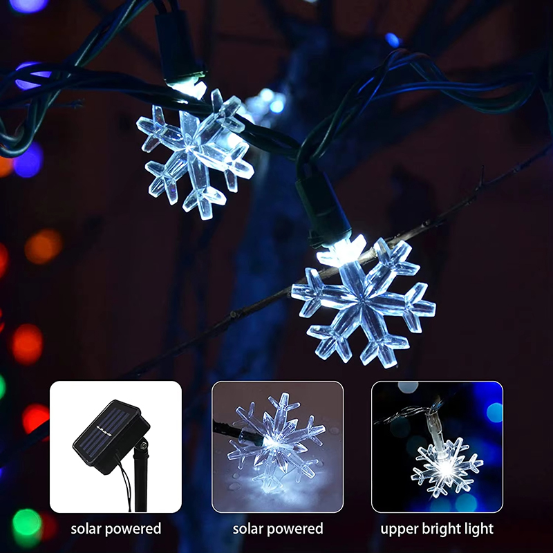 7/12M Solar Led Sneeuwvlok String Knipperende Ster Lamp Outdoor Festival Arrangement Nieuwjaar Bruiloft Kerstboom Decor