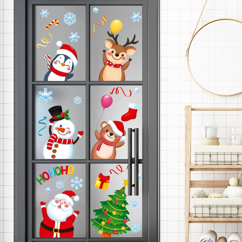 Kerst Element Cartoon Elektrostatische Stickers Vensterglas Scene Layout Decoratie Muurstickers Zelfklevende