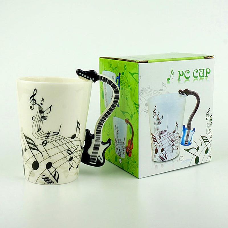 Caneca de cerâmica musical criativa 240ml, estilo violino, guitarra, café, chá, leite, canecas e copos com alça, presentes novidade