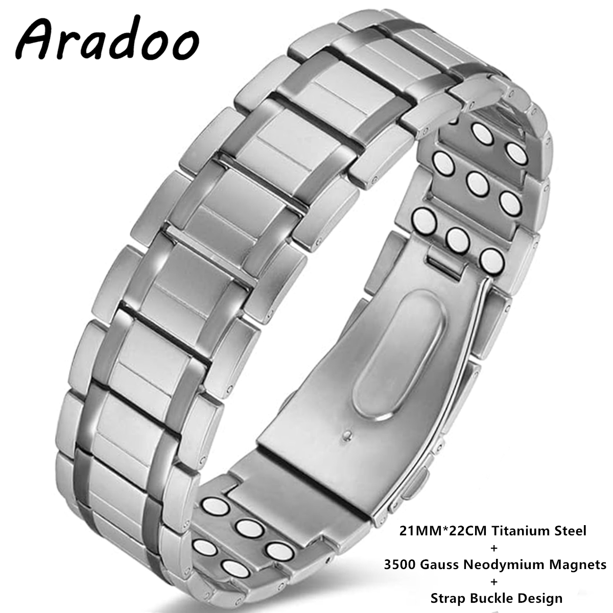 ARADOO koperen armband voor heren titanium staal 3x sterkte magnetische premium vouwsluiting armbanden: Roest Rood