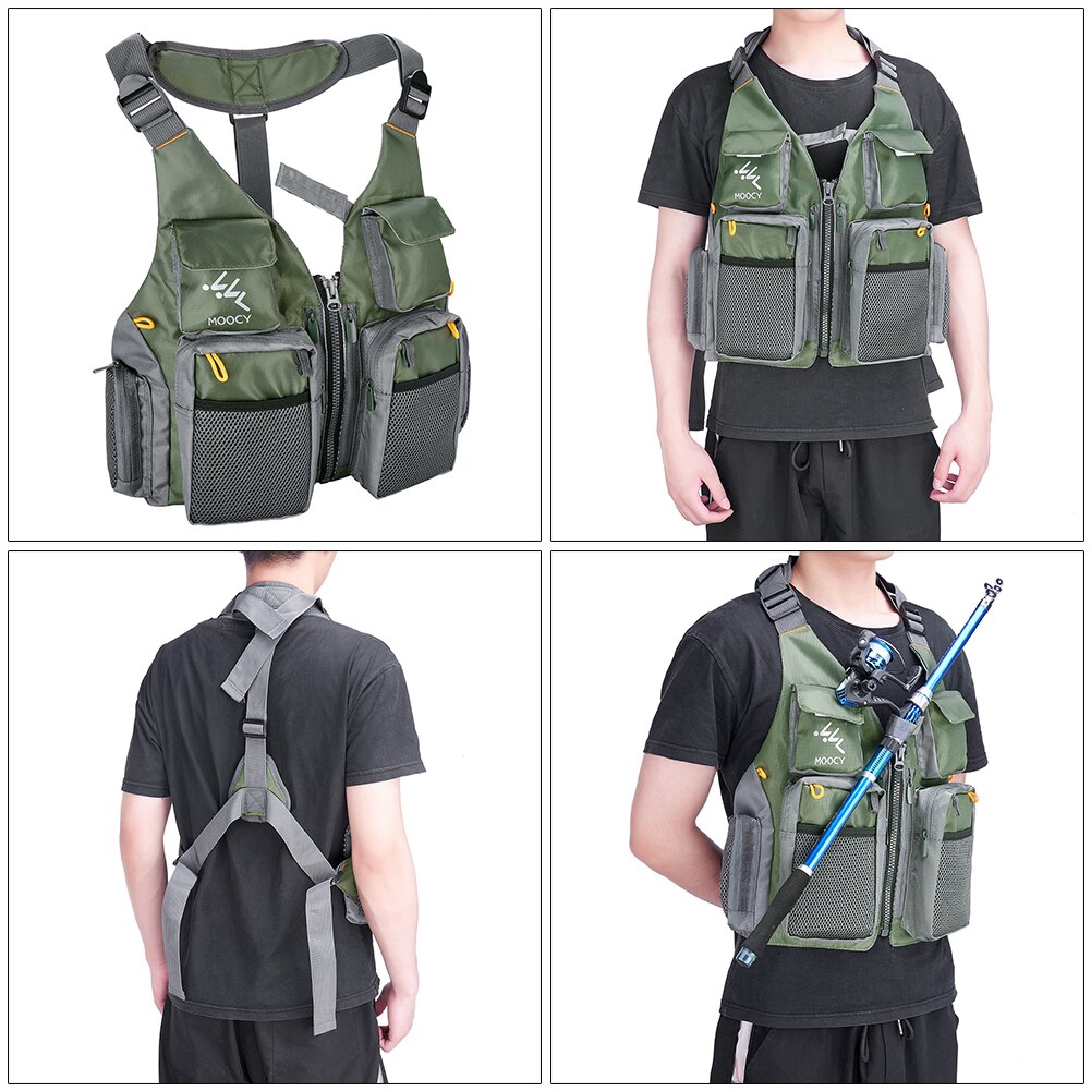 Women Men Mesh Boating Breathable Polyester Open Sides Sailing Kayak Fishing Vest Multi Pockets Outdoor Sports Adjustable