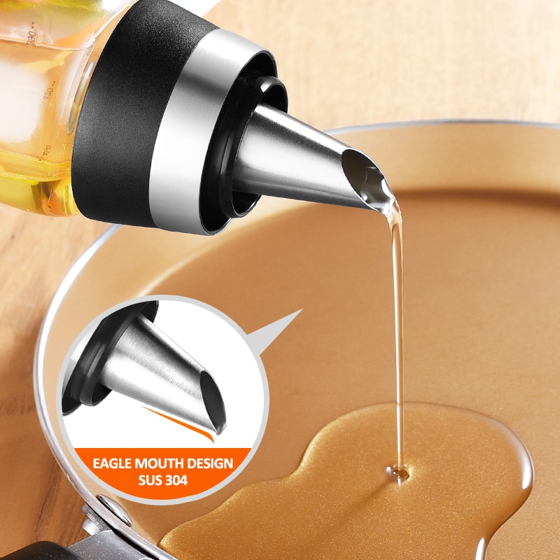 Olivoljedispenser flaska glas oljeflaska 17oz läcktät krydda behållare olja vinäger cruet flaska kökssås dispenser