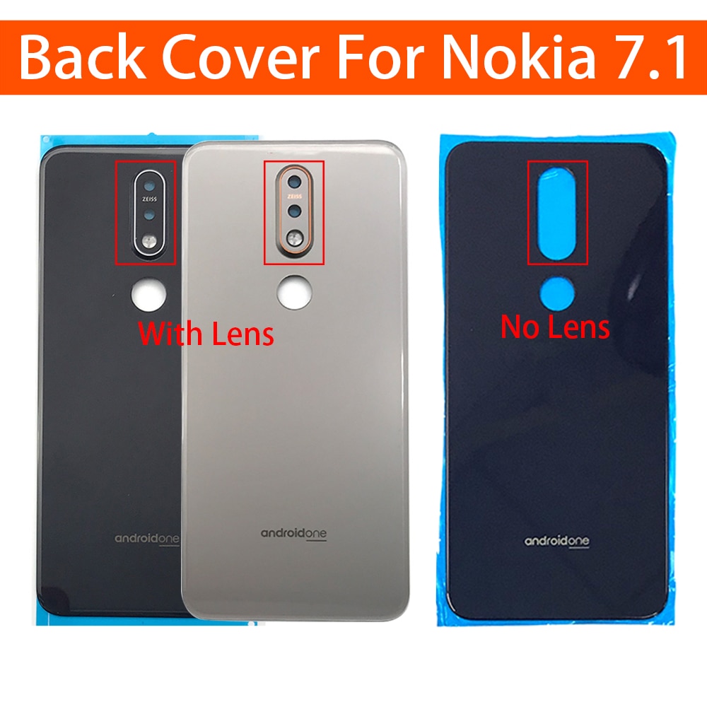Back Glass Rear Cover Voor Nokia 7.1 Batterij Deur Behuizing Batterij Back Cover