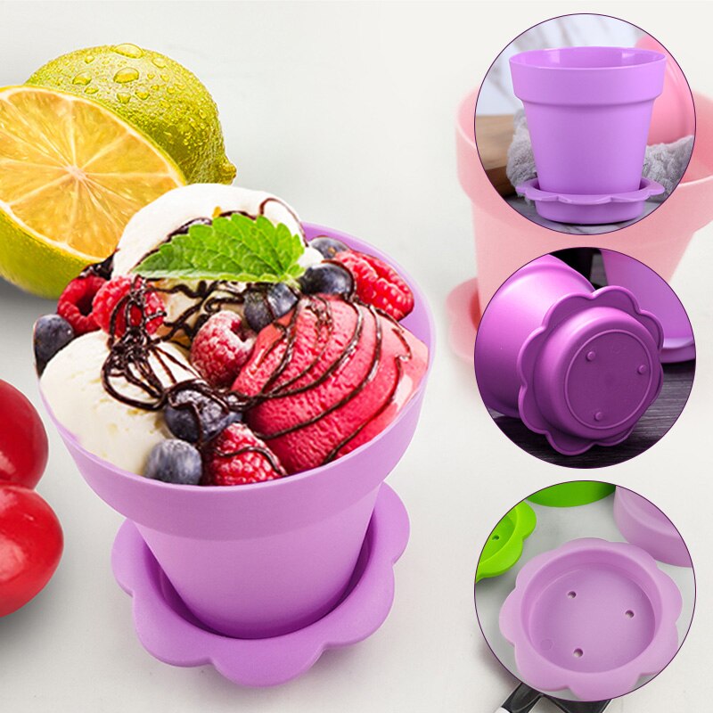 20sets Plastic Pot Cake Pudding Disposable Cups Dessert Fruit Cake Cup For Birthday Wedding Party Pudding Ice Cream Cup With Lid