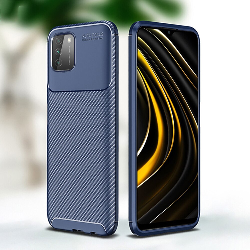 For Xiaomi Mi POCO M3 Case Ebaicase Original Carbon Fiber Soft TPU Shockproof Cover For Xiaomi Mi POCO X3 NFC Pocophone M3 Case: For Mi POCO X3 / Blue