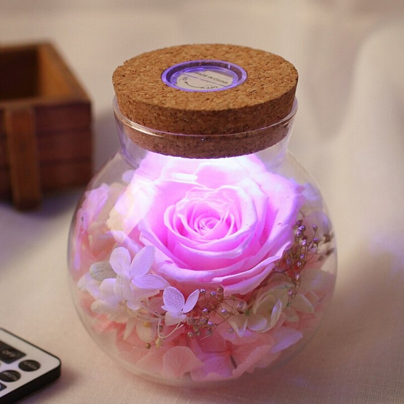 LED RGB Dimmer Lamp Licht Bloem Fles Romantische Rose Lamp Geweldige Cadeau Voor Valentijnsdag