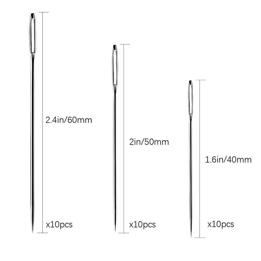 30 Pcs Large Eye Hand Sewing Tool Stainless Steel Needles Knitting Darning Accessories with Storage Tube Sewing Needles