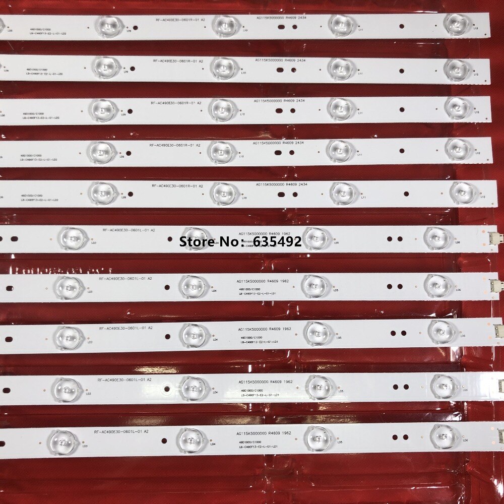 1set=10pcs LED Backlight For LED49C1000N LED49C1080N LB-C490F13-E2-L-G1-SE3 SE2 LB-C490F13-E2-L-G1-SE4 SVJ490A06 SVJ490A09