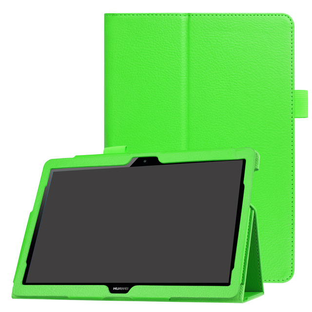 Pour Huawei Media Pad MediaPad T3 10 AGS-WO9 AGS-L09 9.6 pouces Honor Play Pad 2 étuis en cuir intelligent Texture tablette couverture: Vert