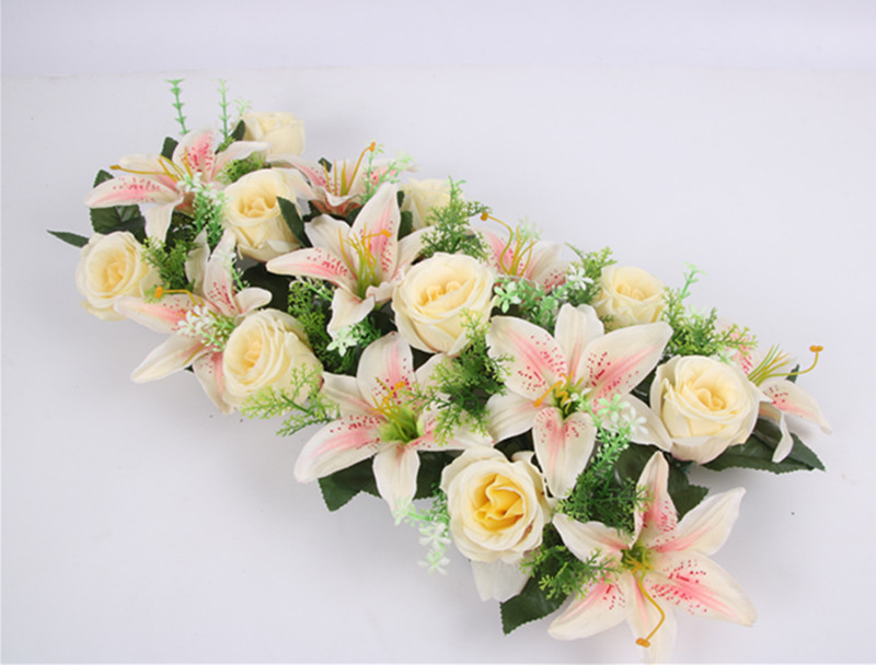 Hoogwaardige Zijde Kunstmatige Bloem Rij Boog Bloem Muur Lily Boog Hoge Imitatie Rose Diy Bruiloft Weg Leiden Party kerst Decor: 01