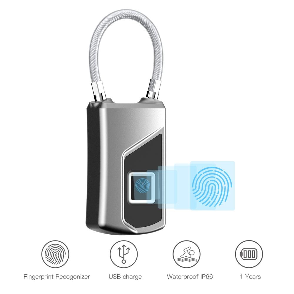 Portable Door Smart Fingerprint Lock IP66 Waterproof Thumbprint 0.5s Quick Unlock Bag Drawer Suitcase