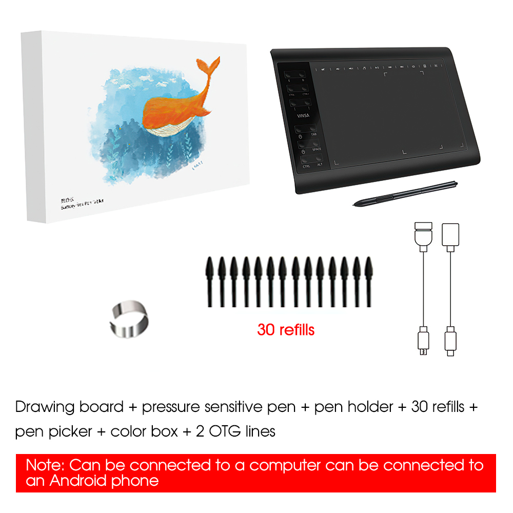Planche à dessin à main professionnelle, tablette numérique Portable, plaque de dessin électronique USB avec stylo passif pour téléphone Portable et ordinateur Portable: package 2