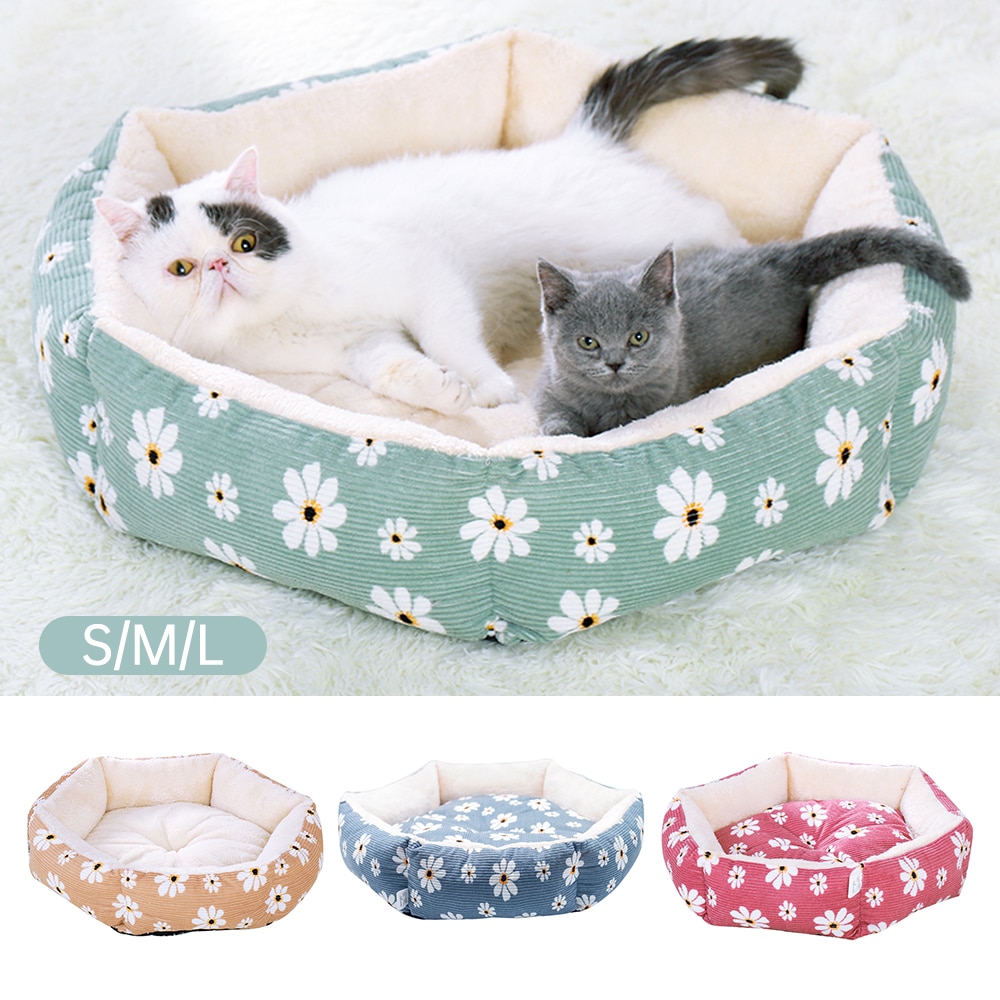 Chat maison animaux canapé hexagone chat lit chien lits pour animaux de compagnie pour moyen petit oreiller été tissu sommeil nid panier tapis de lit pour animaux de compagnie