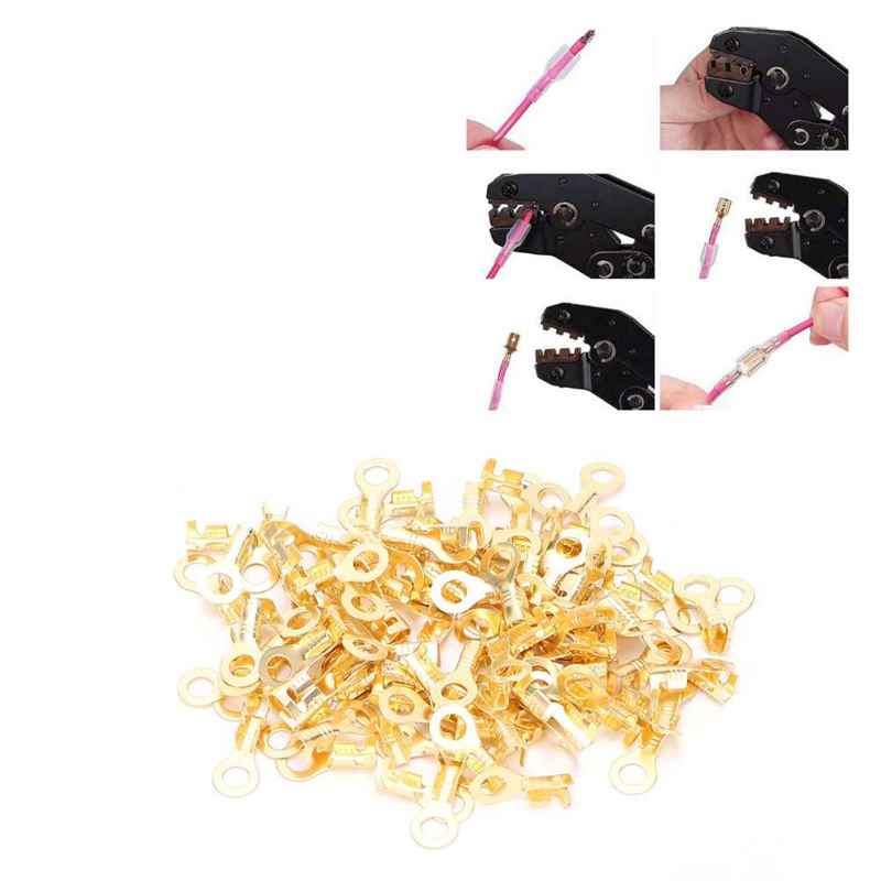 100Pcs M4 4.2Mm Lug Ring Eye Terminal Messing Ring Koude Persing Ring Terminal Batterij Kabel End Crimp Lug connector