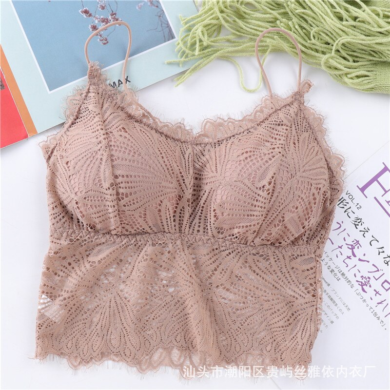 Blonde bh bandeau top til kvinder strop tank bralette sexet lingeri kvindelig trådløst undertøj dame blonde polstret camisole crop top
