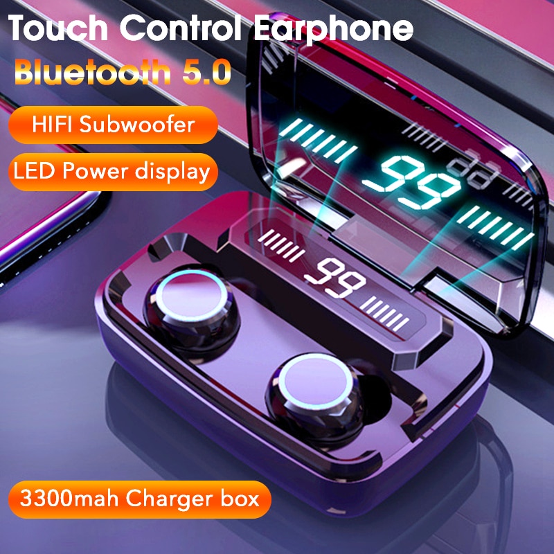 Touch Control Draadloze Koptelefoon Bluetooth Stereo Gaming Headset Sport Waterdichte Oordopjes Met Microfoon Led Opladen Doos
