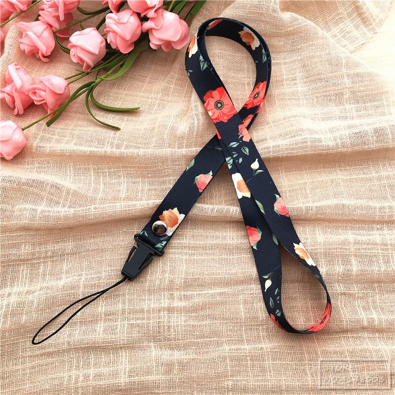 Cordón de flores, correa de cuello para llaves, tarjeta de identificación, correas de teléfono móvil para Huawei sujección de insignia y USB, cordón de cuerda para colgar DIY: yellow
