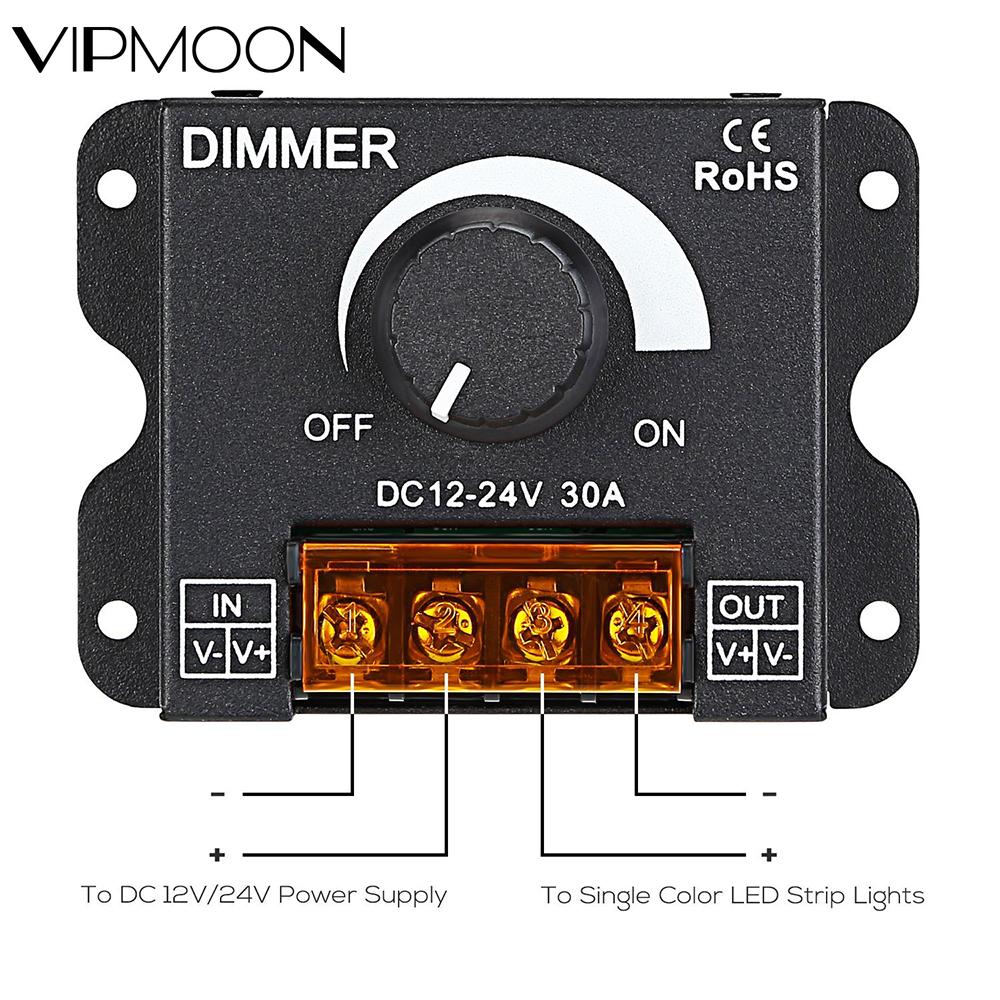 12V Dimmer DC24V 30A Helderheid Switch Verstelbare Controller Single Color Led Dimmer Voor Lamp 3528 5050 Led Strip licht